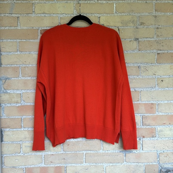 Autumn Cashmere V-Neck Orange Cashmere Sweater - Picture 4 of 4